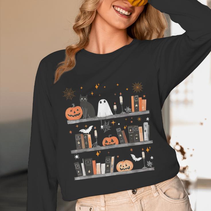 Halloween Library Ghost Books Teacher Spooky Trick Or Teach Unisex Long Sleeve T-Shirt, funny design Halloween Library Ghost Books Teacher Spooky Trick Or Teach Unisex Long Sleeve T-Shirt, funny design