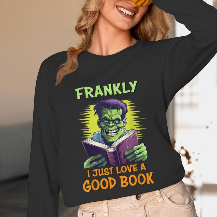 Halloween Teacher Librarian Frankenstein Reading Books Unisex Long Sleeve T-Shirt, funny design