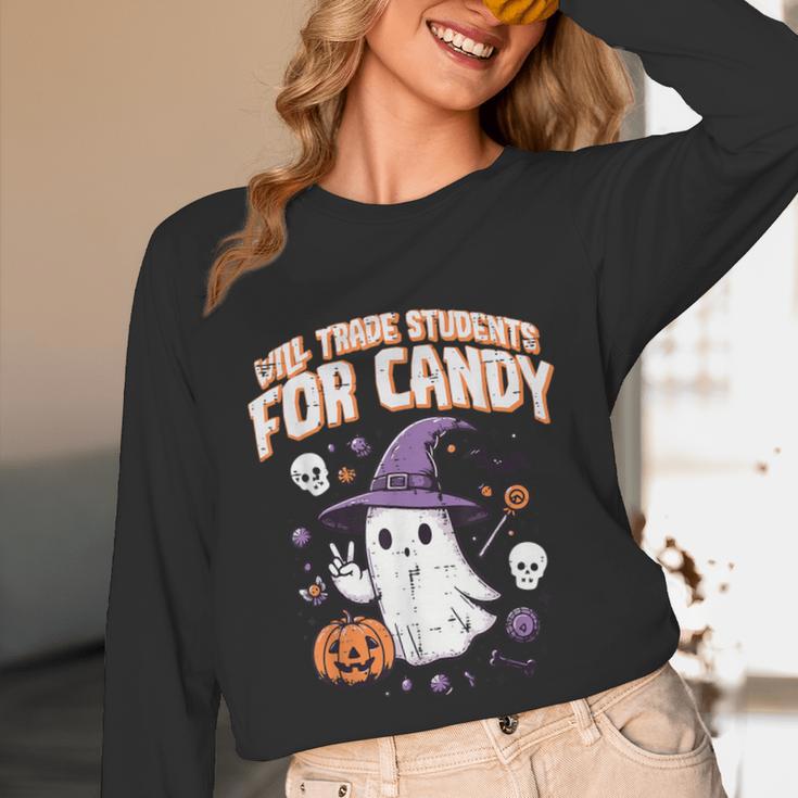 Halloween Teacher Trade Students For Candy Costume Women Unisex Long Sleeve T-Shirt, funny design