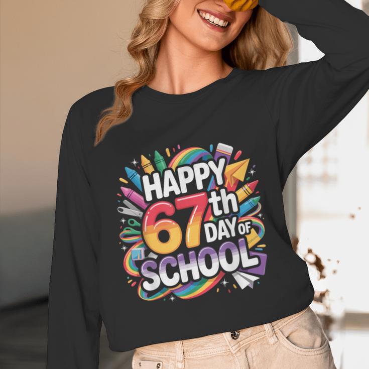 Happy 67 Days Of School Meme 100 Day Of School Teacher 6 7 Unisex Long Sleeve T-Shirt, funny design