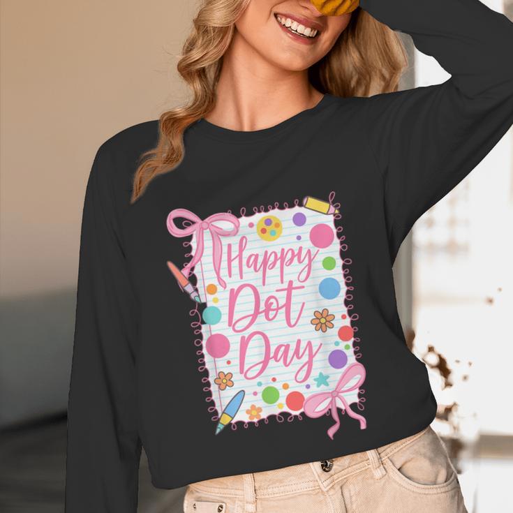 Happy Dot Day Bow Coquette For Teacher Girls Unisex Long Sleeve T-Shirt, funny design