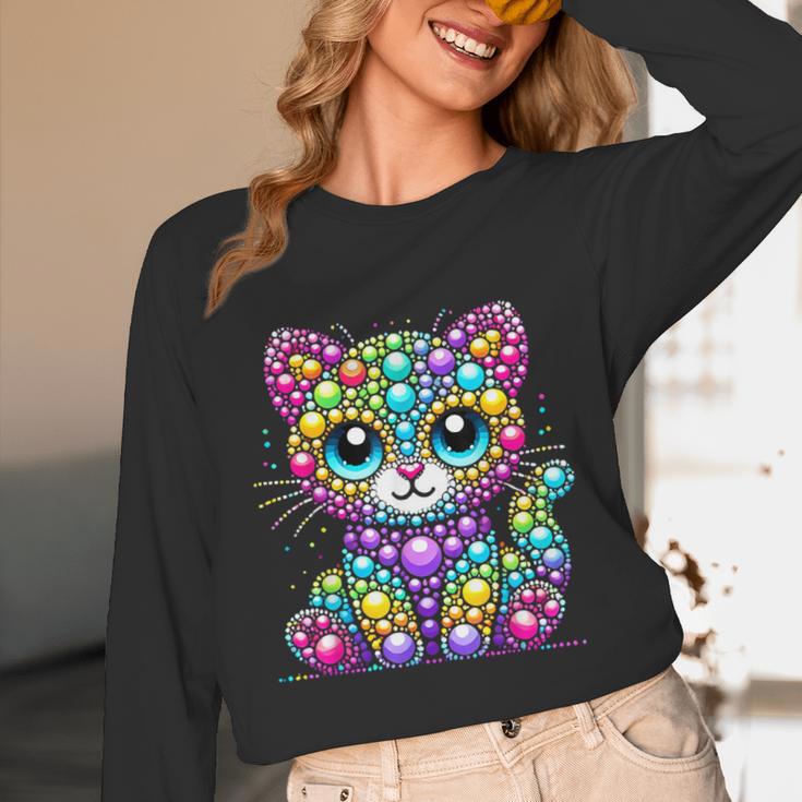 Happy Dot Day Colorful Polka Dot Cat Kitten Teachers Kids Unisex Long Sleeve T-Shirt, funny design