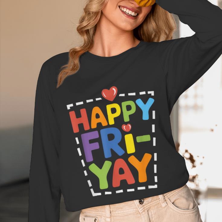 Happy Fri-Yay Teacher Life Weekend Pun Happy Friday Unisex Long Sleeve T-Shirt, funny design Happy Fri-Yay Teacher Life Weekend Pun Happy Friday Unisex Long Sleeve T-Shirt, funny design
