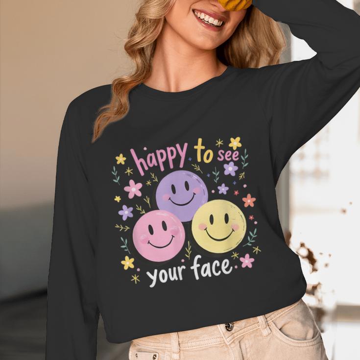 Happy To See Your Face Smile Face Teacher Back To School Unisex Long Sleeve T-Shirt, funny design