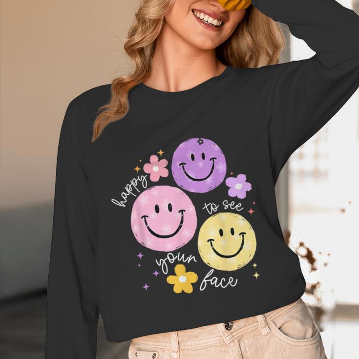 Happy To See Your Face Teacher Flower Back To School Unisex Long Sleeve T-Shirt, funny design