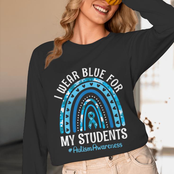 Happy Teacher I Wear Blue For My Students Autism Awareness Unisex Long Sleeve T-Shirt, funny design