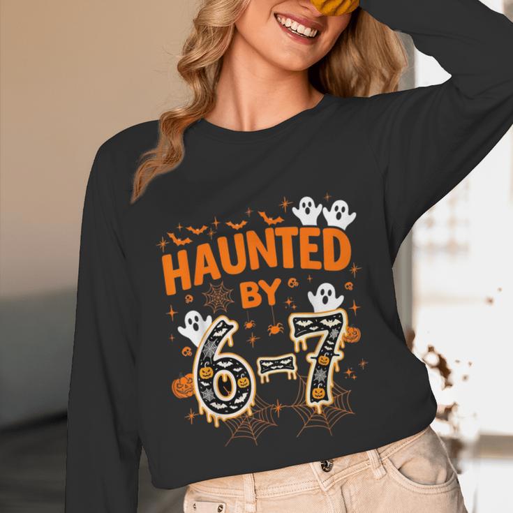 Haunted By 6-7 Halloween Math Teacher Joke Unisex Long Sleeve T-Shirt, funny design Haunted By 6-7 Halloween Math Teacher Joke Unisex Long Sleeve T-Shirt, funny design