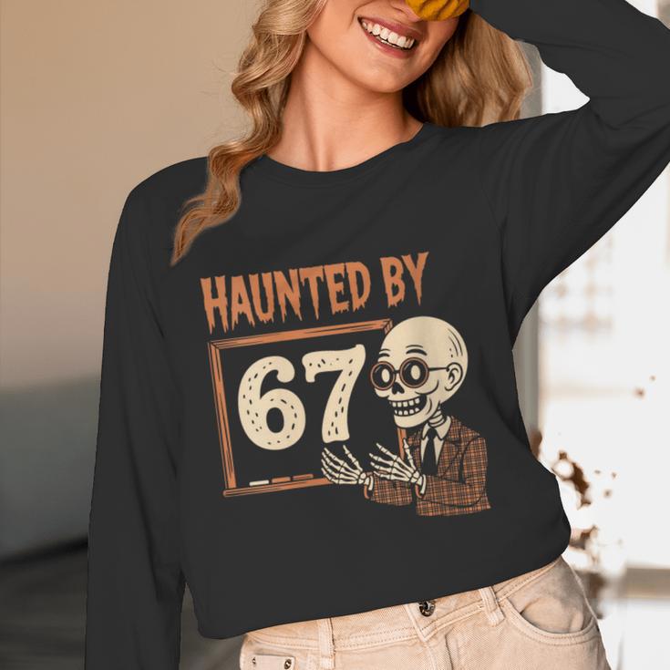 Haunted By 67 Halloween 67 Meme Six Seven Teacher Unisex Long Sleeve T-Shirt, funny design Haunted By 67 Halloween 67 Meme Six Seven Teacher Unisex Long Sleeve T-Shirt, funny design