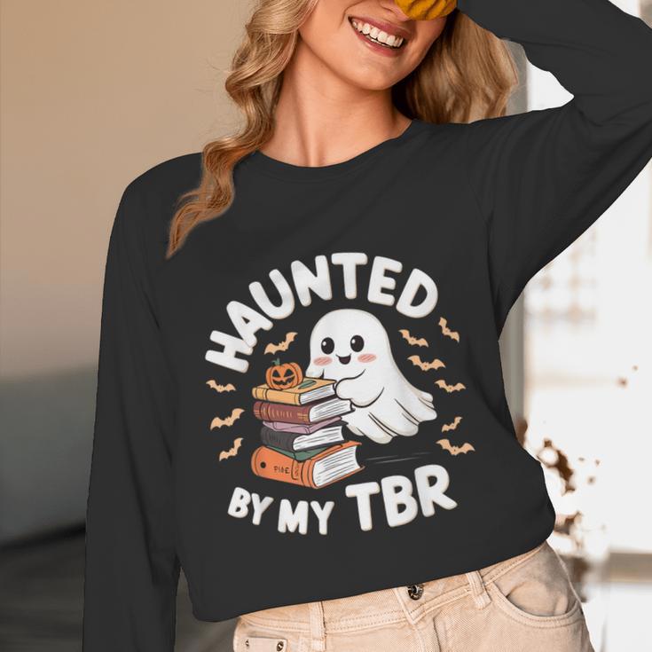 Haunted By My TBR Cute Ghost Book Reading Teacher Halloween Unisex Long Sleeve T-Shirt, funny design Haunted By My TBR Cute Ghost Book Reading Teacher Halloween Unisex Long Sleeve T-Shirt, funny design