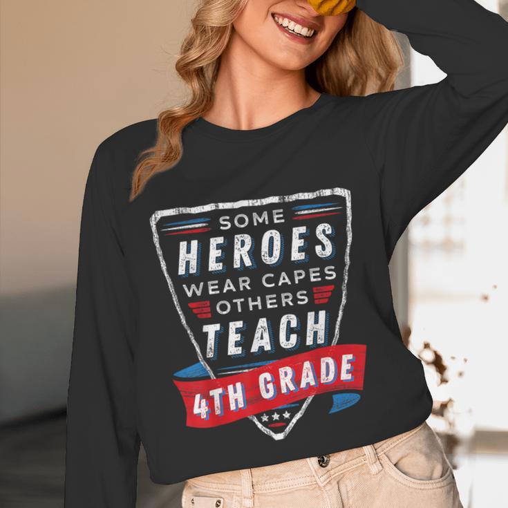 Some Heroes Wear Capes Others Teach 4th Grade Teacher Men Women Kids Unisex Long Sleeve T-Shirt, funny design Some Heroes Wear Capes Others Teach 4th Grade Teacher Men Women Kids Unisex Long Sleeve T-Shirt, funny design