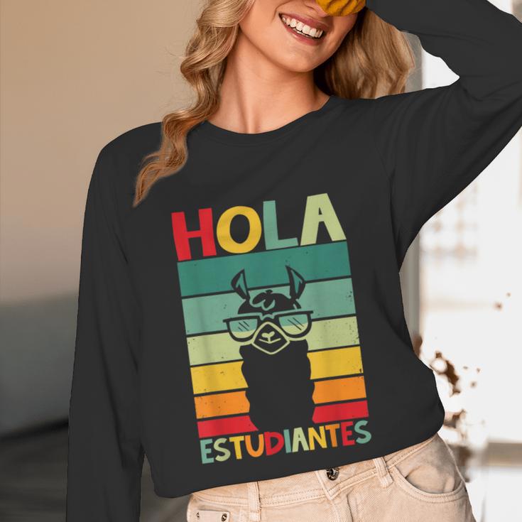 Hola Estudiantes Spanish Teacher Back To School 2025 Unisex Long Sleeve T-Shirt, funny design