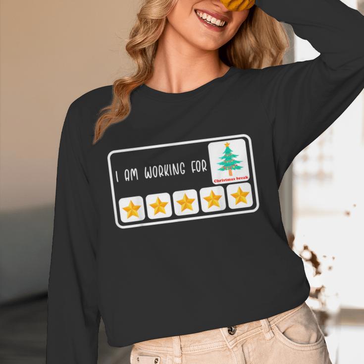 I'm Working For Christmas Break 5 Star Winter Teacher Stars Unisex Long Sleeve T-Shirt, funny design I'm Working For Christmas Break 5 Star Winter Teacher Stars Unisex Long Sleeve T-Shirt, funny design