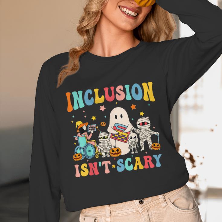 Inclusion Isn't Scary SLP Halloween Sped Teacher Therapy Unisex Long Sleeve T-Shirt, funny design Inclusion Isn't Scary SLP Halloween Sped Teacher Therapy Unisex Long Sleeve T-Shirt, funny design