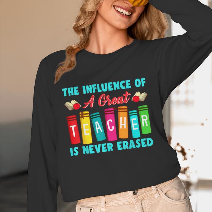 THE INFLUENCE OF A GREAT TEACHER IS NEVER ERASED Teaching For Men Women Girls Kids Unisex Long Sleeve T-Shirt, funny design THE INFLUENCE OF A GREAT TEACHER IS NEVER ERASED Teaching For Men Women Girls Kids Unisex Long Sleeve T-Shirt, funny design