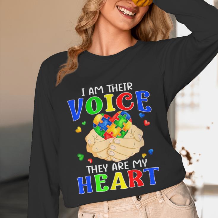 I Am Their Voice They Are My Heart Autism Awareness Teacher Unisex Long Sleeve T-Shirt, funny design