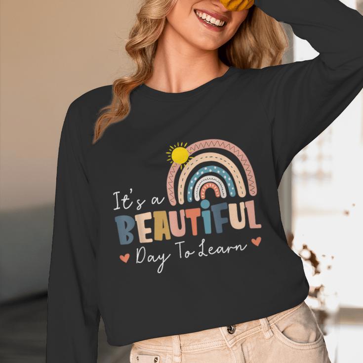 It's A Beautiful Day To Learn Cute Rainbow Boho Teacher Unisex Long Sleeve T-Shirt, funny design It's A Beautiful Day To Learn Cute Rainbow Boho Teacher Unisex Long Sleeve T-Shirt, funny design