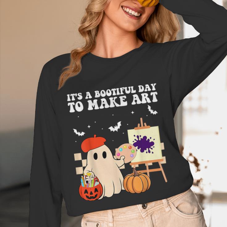 It's A Bootiful Day To Make Art Groovy Art Teacher Halloween Unisex Long Sleeve T-Shirt, funny design