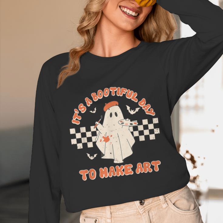 It's A Bootiful Day To Make Art Halloween Art Teacher Unisex Long Sleeve T-Shirt, funny design It's A Bootiful Day To Make Art Halloween Art Teacher Unisex Long Sleeve T-Shirt, funny design