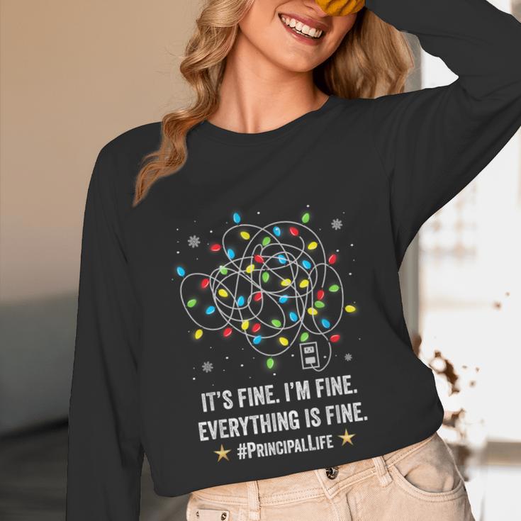 It's Fine I'm Fine Christmas Light Principal Teacher Xmas Men Women Unisex Long Sleeve T-Shirt, funny design