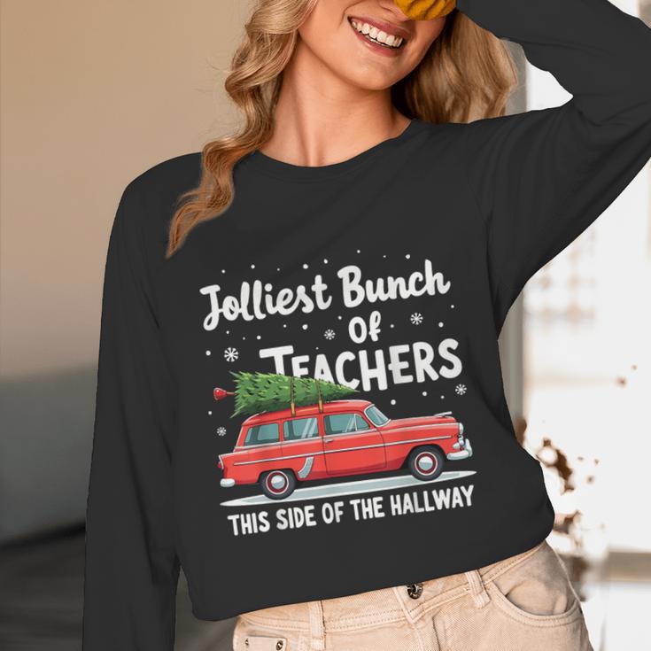 Jolliest Bunch Of Teachers This Side Of The Hallway Xmas PJ Unisex Long Sleeve T-Shirt, funny design