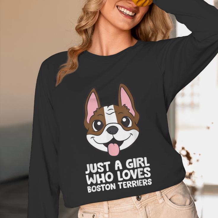 Just a Girl Who Loves Boston Terriers Unisex Long Sleeve T-Shirt, funny design