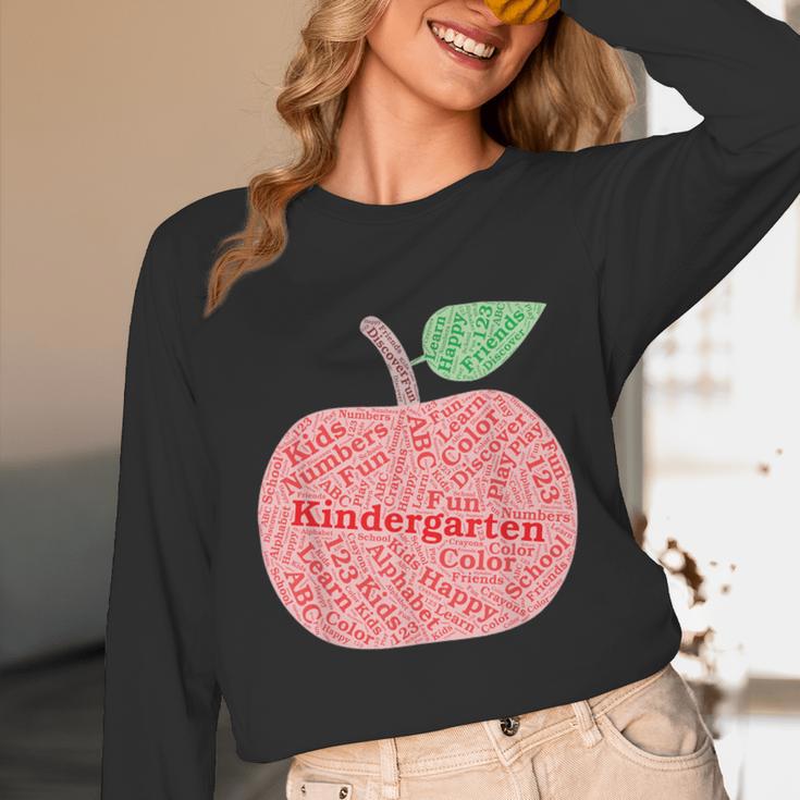 Kindergarten Apple Word Art For Teachers & Students Unisex Long Sleeve T-Shirt, funny design Kindergarten Apple Word Art For Teachers & Students Unisex Long Sleeve T-Shirt, funny design
