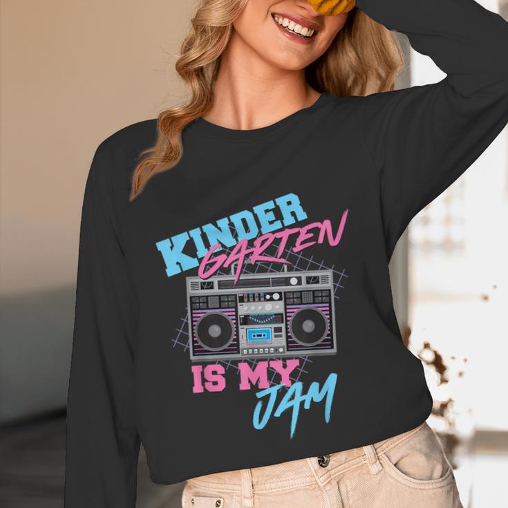 Kindergarten Is My Jam Vintage 80s Boombox Teacher Student Unisex Long Sleeve T-Shirt, funny design Kindergarten Is My Jam Vintage 80s Boombox Teacher Student Unisex Long Sleeve T-Shirt, funny design