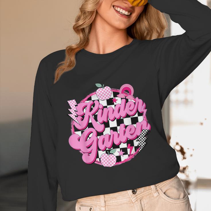 Kindergarten Teacher Women Checkered First Day Of School Unisex Long Sleeve T-Shirt, funny design