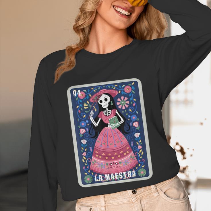 La Maestra Halloween Mexican Bingo Card Teacher Lottery Card Unisex Long Sleeve T-Shirt, funny design