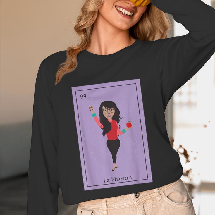 La Maestra Mexican Bingo Card Teacher Lottery Card Unisex Long Sleeve T-Shirt, funny design