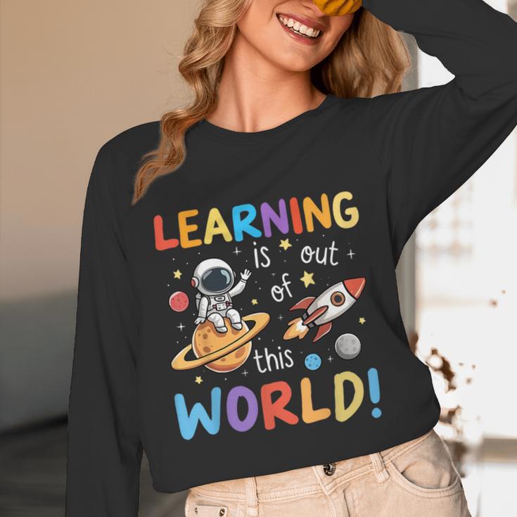 Learning Is Out Of This World Space Back To School Teacher Unisex Long Sleeve T-Shirt, funny design Learning Is Out Of This World Space Back To School Teacher Unisex Long Sleeve T-Shirt, funny design