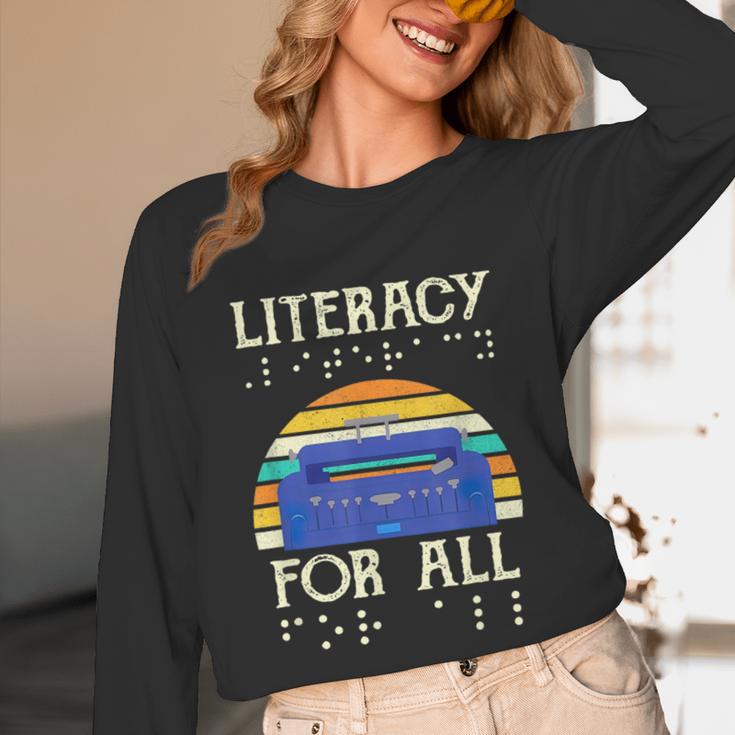 Literacy For All Visually Impaired Braille Teacher The Blind Unisex Long Sleeve T-Shirt, funny design Literacy For All Visually Impaired Braille Teacher The Blind Unisex Long Sleeve T-Shirt, funny design