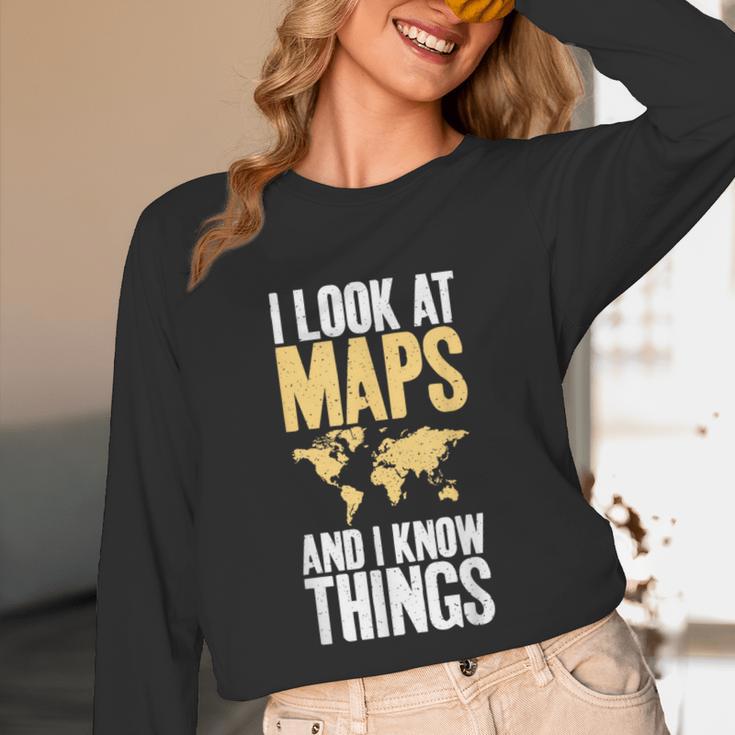 I Look At Maps And i Know Things Teacher Geographer Unisex Long Sleeve T-Shirt, funny design I Look At Maps And i Know Things Teacher Geographer Unisex Long Sleeve T-Shirt, funny design