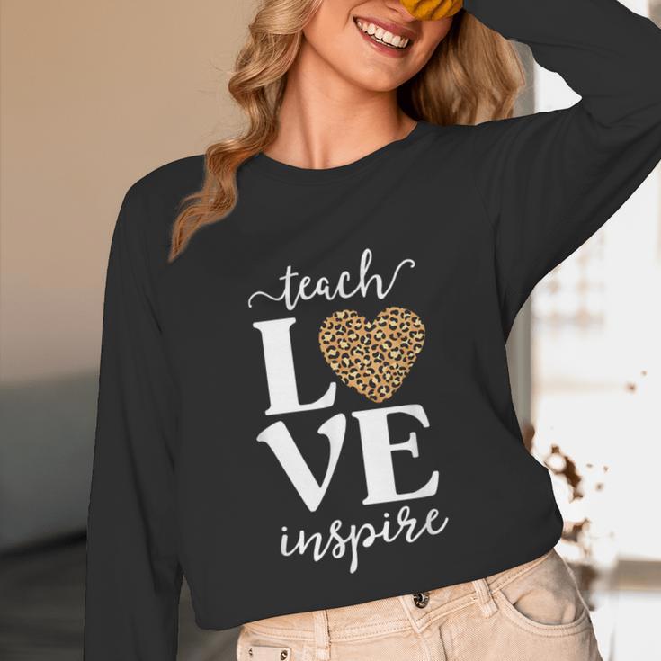 Love Leopard Print Teacher Cheetah School Inspire Teach Unisex Long Sleeve T-Shirt, funny design