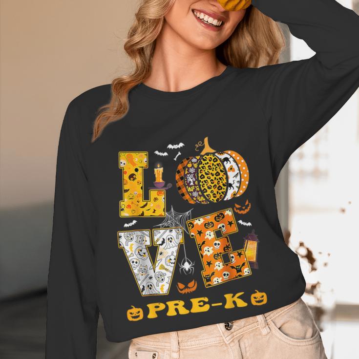 LOVE Pre-K Pumpkin Teacher Student Halloween Costume Unisex Long Sleeve T-Shirt, funny design