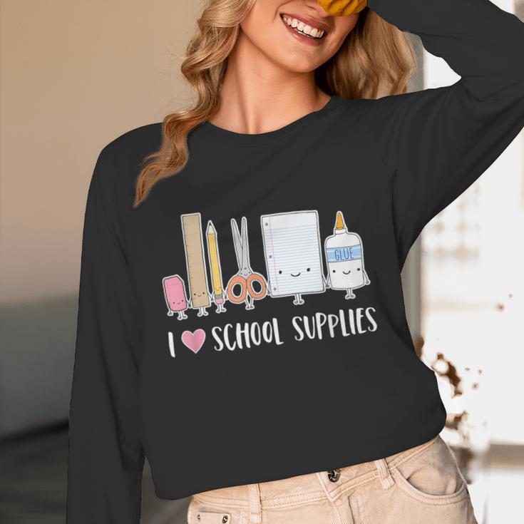 I Love School Supplies Teacher Shirt Unisex Long Sleeve T-Shirt, funny design