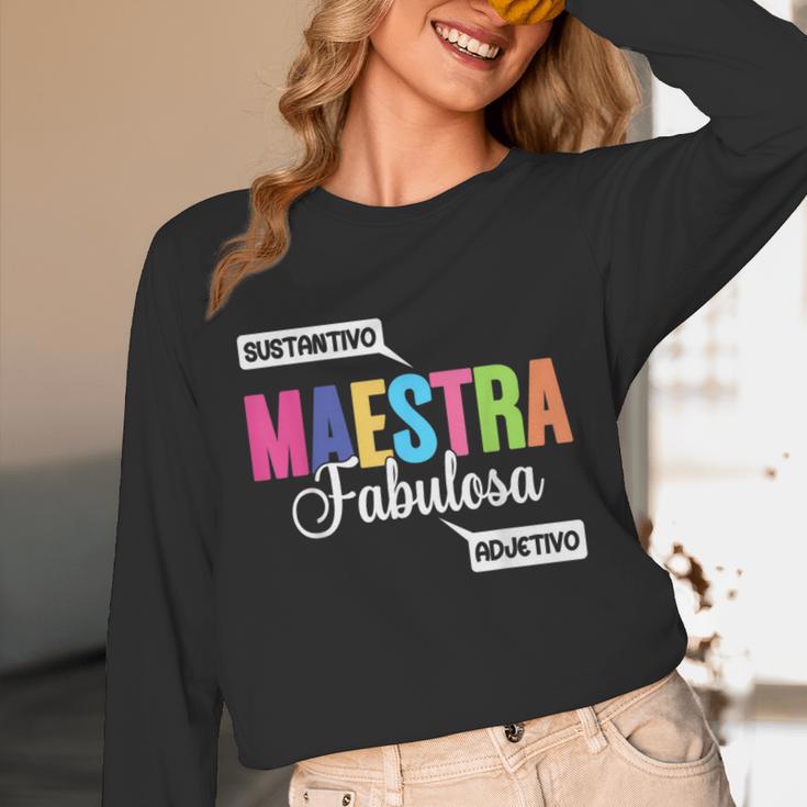 Maestra Fabulosa Bilingual Spanish Espanol Teacher School Unisex Long Sleeve T-Shirt, funny design Maestra Fabulosa Bilingual Spanish Espanol Teacher School Unisex Long Sleeve T-Shirt, funny design