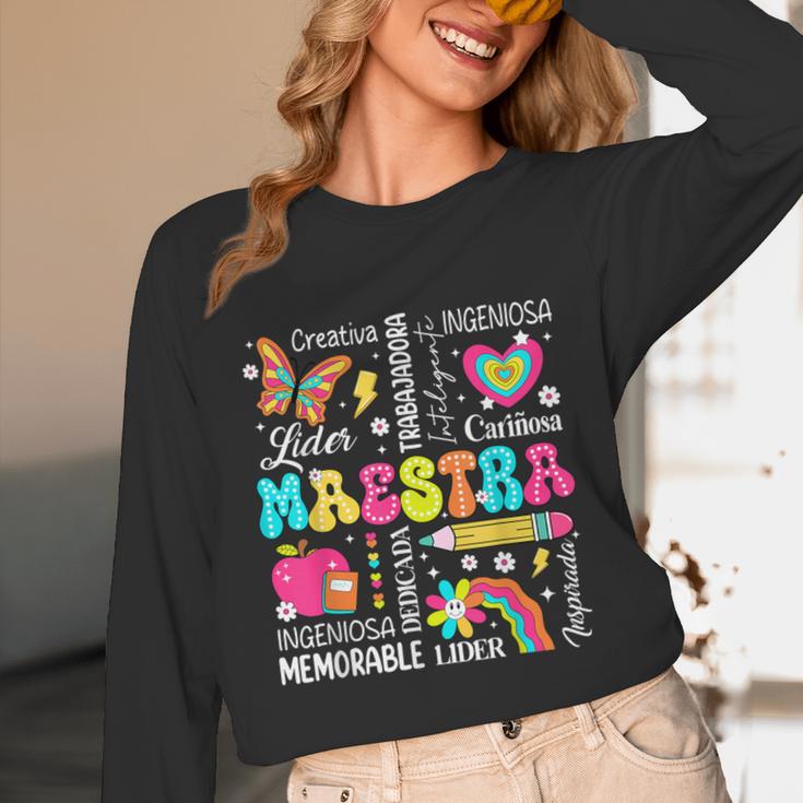 Maestra Spanish Teacher Back To School Maestra De Espanol Unisex Long Sleeve T-Shirt, funny design Maestra Spanish Teacher Back To School Maestra De Espanol Unisex Long Sleeve T-Shirt, funny design