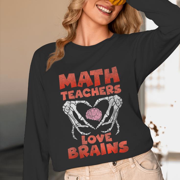 Math Teachers Love Brains Scary Halloween Men Women Unisex Long Sleeve T-Shirt, funny design Math Teachers Love Brains Scary Halloween Men Women Unisex Long Sleeve T-Shirt, funny design