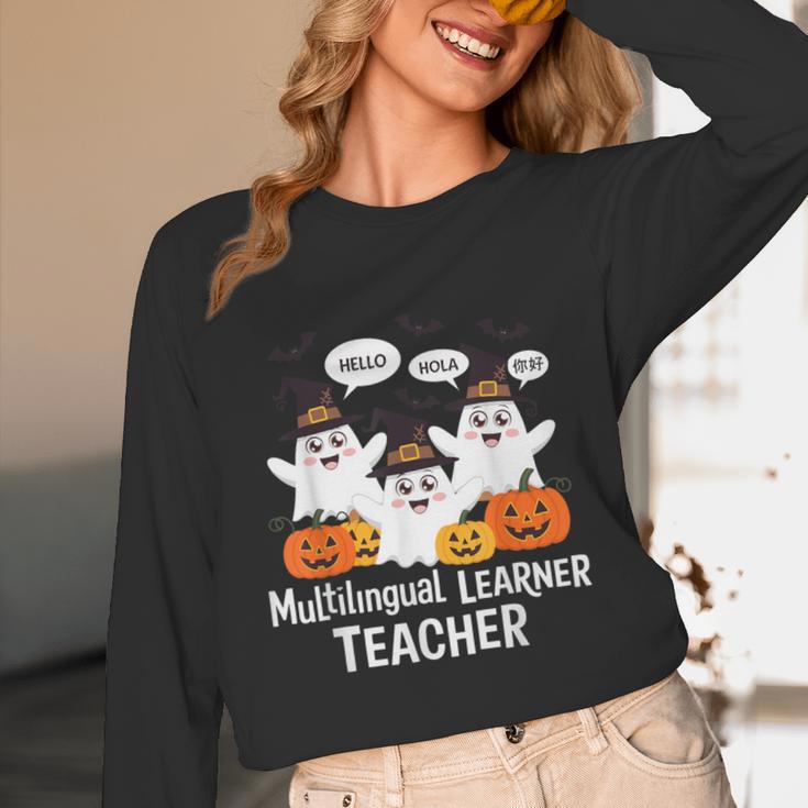 Multilingual Learner Teacher Spooky Halloween ESL Teacher Unisex Long Sleeve T-Shirt, funny design Multilingual Learner Teacher Spooky Halloween ESL Teacher Unisex Long Sleeve T-Shirt, funny design