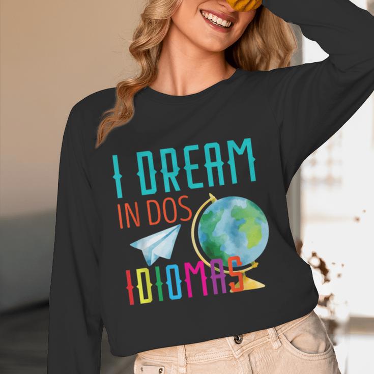 Multilingual Teacher In Dos Idiomas Linguist Language Unisex Long Sleeve T-Shirt, funny design
