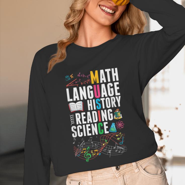 Music Teacher Music Math Language History Reading Science Unisex Long Sleeve T-Shirt, funny design