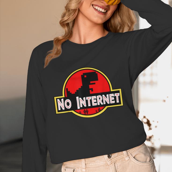 Nerdy No Internet Dinosaur Computer Science Teacher Unisex Long Sleeve T-Shirt, funny design