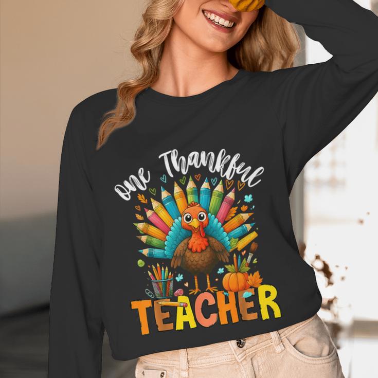 One Thankful Teacher Thanksgiving Turkey Cute Crayon Pencil Unisex Long Sleeve T-Shirt, funny design One Thankful Teacher Thanksgiving Turkey Cute Crayon Pencil Unisex Long Sleeve T-Shirt, funny design