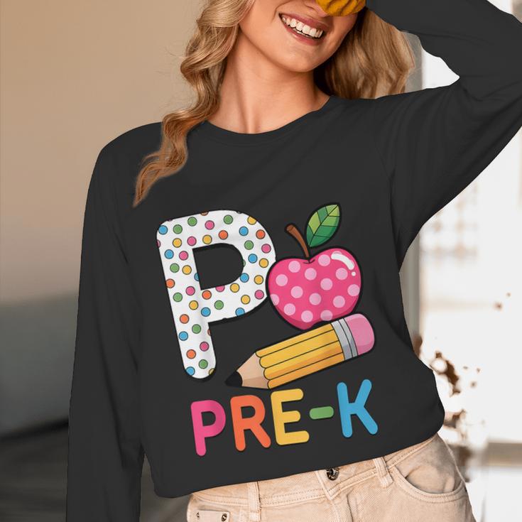 P Is For Pre K Teacher Student Pencil Apple Back To School Unisex Long Sleeve T-Shirt, funny design P Is For Pre K Teacher Student Pencil Apple Back To School Unisex Long Sleeve T-Shirt, funny design