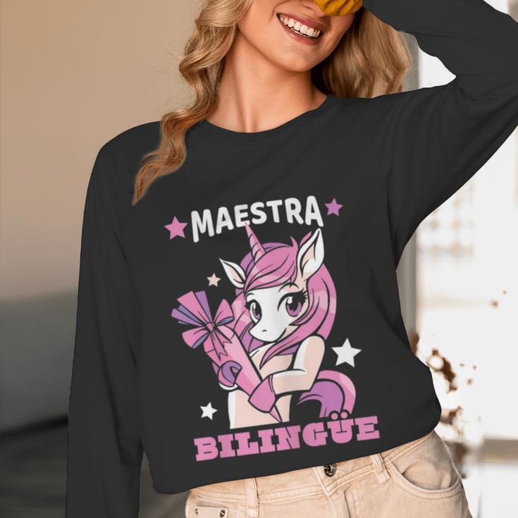 Pink Unicorn Spanish Teacher Regalos Para Bilingue Teacher Unisex Long Sleeve T-Shirt, funny design Pink Unicorn Spanish Teacher Regalos Para Bilingue Teacher Unisex Long Sleeve T-Shirt, funny design