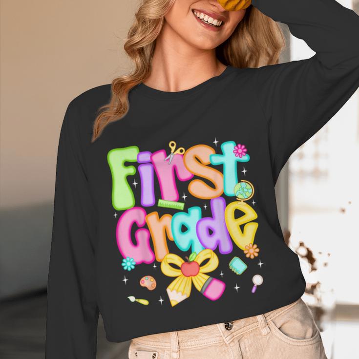 Preppy First Grade Back To School 1st Grade Teacher Girl Kid Unisex Long Sleeve T-Shirt, funny design Preppy First Grade Back To School 1st Grade Teacher Girl Kid Unisex Long Sleeve T-Shirt, funny design
