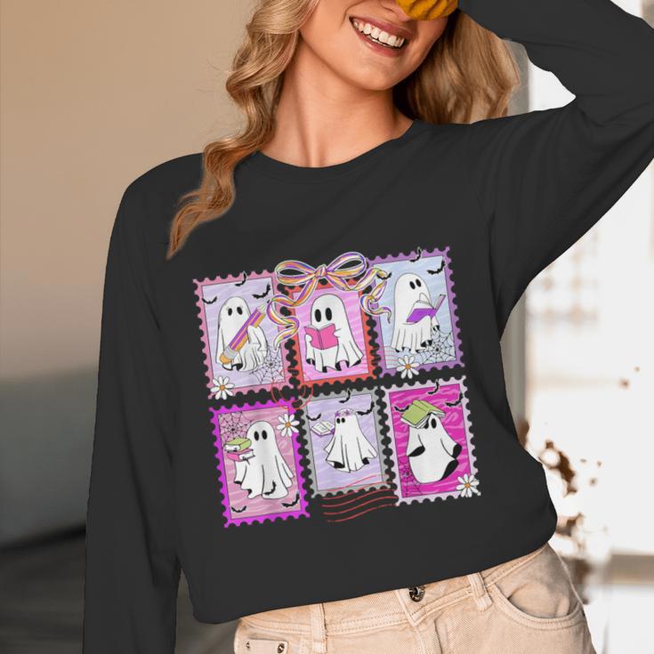 Preppy Spooky Teacher Halloween Ghost Coquette Bow Autumn Unisex Long Sleeve T-Shirt, funny design Preppy Spooky Teacher Halloween Ghost Coquette Bow Autumn Unisex Long Sleeve T-Shirt, funny design