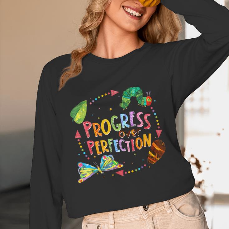 Progress Over Perfection Caterpillar Teacher Back To School Unisex Long Sleeve T-Shirt, funny design Progress Over Perfection Caterpillar Teacher Back To School Unisex Long Sleeve T-Shirt, funny design