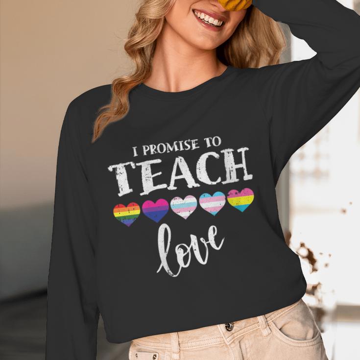 I Promise To Teach Love LGBT-Q Pride Proud Ally Teacher Unisex Long Sleeve T-Shirt, funny design I Promise To Teach Love LGBT-Q Pride Proud Ally Teacher Unisex Long Sleeve T-Shirt, funny design